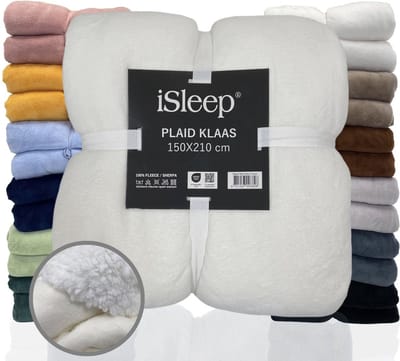 iSleep Plaid Klaas - Heerlijk Zacht - Fleece Deken - Extra Lang - 150x210 cm - Creme