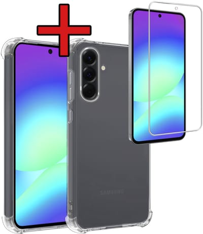 Hoesje - Met Screenprotector - Geschikt voor Samsung Galaxy A56 - Sterk & Shockproof - Back Cover - Siliconen Case - Telefoon Hoes - Shock Proof - Telefoonhoes - Transparant