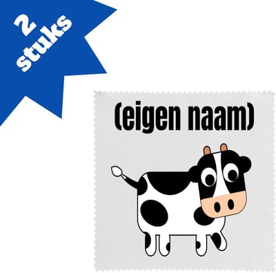 Akyol - kleine koe met eigen naam brillendoekjes - Koe - boeren/koeien liefhebbers - iemand die houdt van koeien - verjaardag - cadeau - kado - 17,8 bij 17,8 cm - 2 stuks