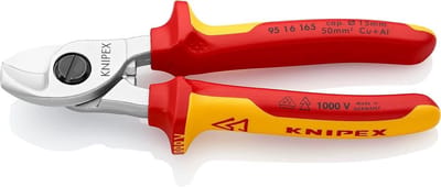 Knipex Cable cutter chrome-plated, insulated with multi-component grips, VDE-tested 165 mm (self-service card/blister) 95 16 165 SB
