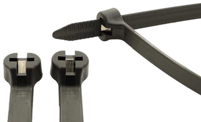 PRO-TIE® - PRO-TIE® Premium Tyraps, kabelbinders met stalen RVS 316 sluiting 140 x 3,6 mm Zwart UV bestendig (Zak 100 stuks) (tiewrap/tyrap/tie-wrap/bundelbandje/colsonbandje/)