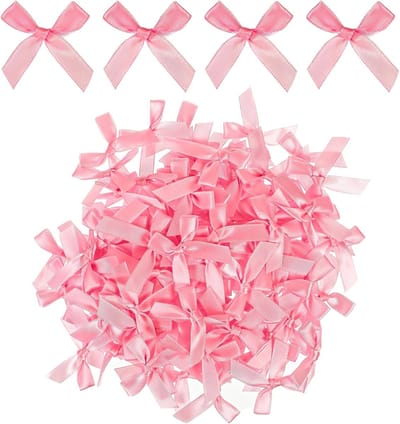 Mini Roze Satijnen Strikjes - 100 Stuks voor Cadeauverpakkingen, Trouwen en DIY Projecten