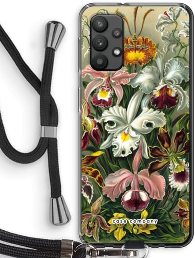 Case Company® - Hoesje met koord geschikt voor Samsung Galaxy A32 4G hoesje met Koord - Haeckel Orchidae - Telefoonhoesje met Zwart Koord - Bescherming aan alle Kanten en Over de Schermrand