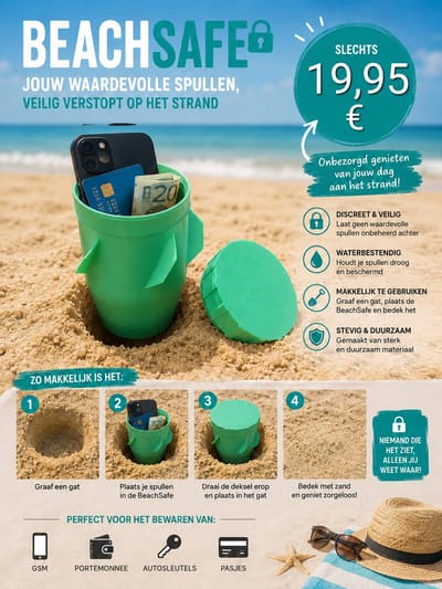 Beachsafe kleur groen - strand - opbergbox