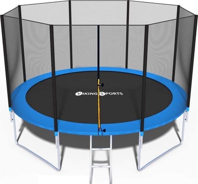 Trampoline 374 cm - blauw - met net en ladder - tot 150 KG