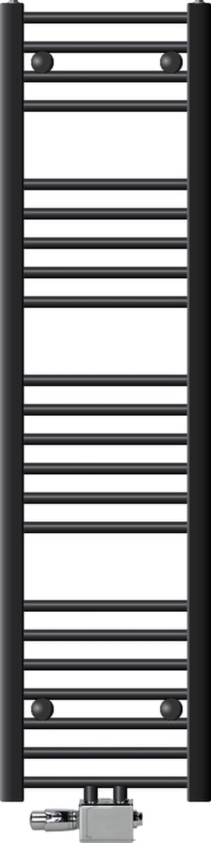 Badkamer radiator middenaansluiting 300x1400 mm antraciet recht met LuxeBath universele aansluitset