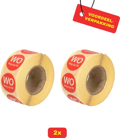 2 X HACCP datumstickers met Wo weg op Vr - 2 x 500 stickers - Voordeelverpakking!