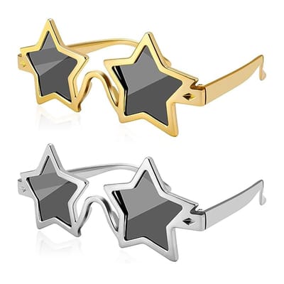 Dailygoods- Zonnebril 2 stuks - Sterrenzonnebril - Feestzonnebril - Kostuumzonnebril - Grappige zonnebril - Goud/zilver kleur glazen