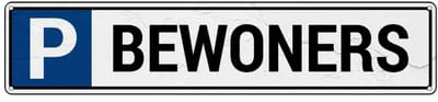 Parkeerbord bewoners - met 4 boorgaten | Sign Again materiaal | 52 x 11 cm