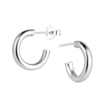 Joy|S - Zilveren oorringen stud - 16 mm - licht gematteerd - dikte: 3 mm