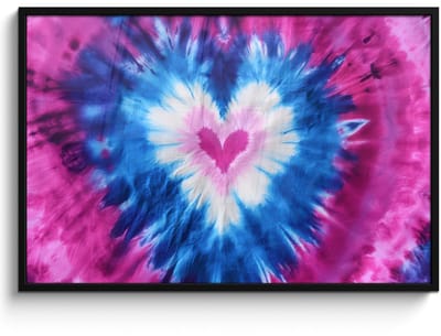 Poster in lijst - Fotolijst 120x80 cm - Posters - Hartvormig - Tie dye - Paars - Posterlijst zwart - Decoratie - Wanddecoratie woonkamer - Muurdecoratie slaapkamer