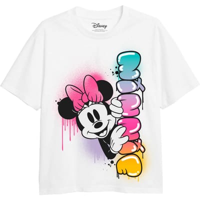 Disney Meisjes Minnie Mouse Regenboog Fade T-shirt (Wit)