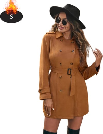Livano Mantel Dames - Tussenmantel - Jas - Mantelpakje - Trenchcoat - Overjas - Overcoat - Winter - Kastanjebruin - S