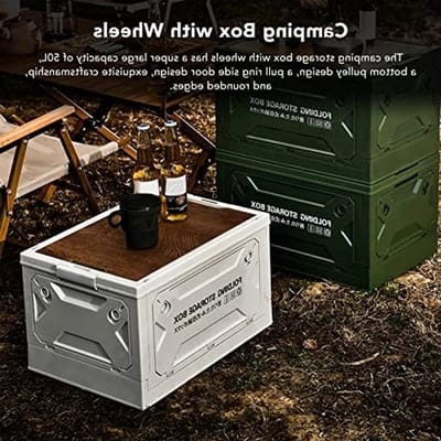 Vouwbare Opbergdoos voor Kamperen, Sterke Laadcapaciteit, 50L, Ruime en Stapelbare Opbergoplossing voor Picknick en Outdoor Activiteiten