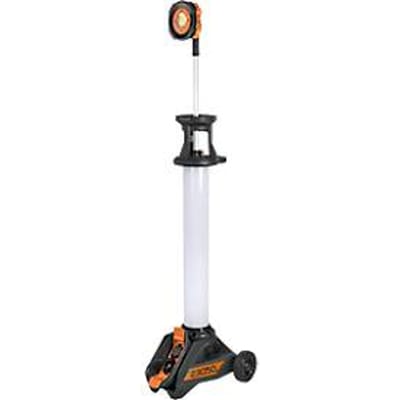 Brennenstuhl LED werfschijnwerper TU 23050 M, 360° rondom schijnend, telescopische schijnwerper, 2 geaarde stopcontacten, IP54, kabellengte 5m, B 430 x H 131 - 173 mm, zwart/zilver