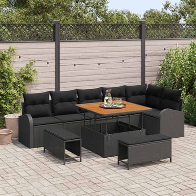 vidaXL - Tuinbank - Set - 9 - st - 8-Aantal - zitplaatsen - Zwart
