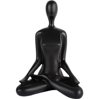 Present Time Ornament Open Lotus - Zwart - 15x11x21cm - Modern - Kunststof