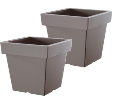 Bloempot Vierkant Lofly Low 19x19x18cm STEENGRIJS Prosperplast / 2 STUKS ! /