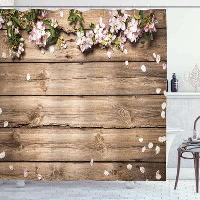 ABAKUHAUS Douchgordijn – Sand Brown Rose – 175x200 cm – Waterafstotend