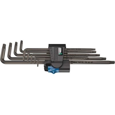 Wera 967/9 TX XL HF 1 Binnen-Torx Haakse schroevendraaierset T 8, T 9, T 10, T 15, T 20, T 25, T 27, T 30, T 40 9-delig