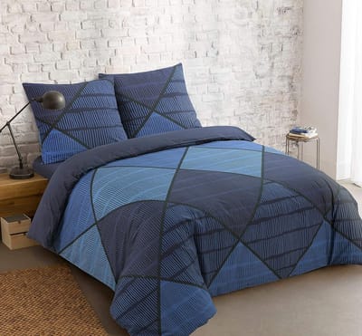 Dekbedovertrek Harold Blauw 140 x 200 cm met Kussensloop 65 x 65 cm - 100% Katoen - Oeko-Tex Gecertificeerd