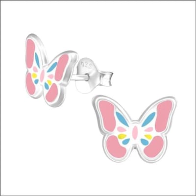 Aramat Jewels | Oorbellen | 925 Zilveren Vlinder Oorbellen 8mm Kinderen - Vlindertjes Oorstekers | Roze-8x10mm | |8mm | Zilver | Kinderen | Verkleurd niet