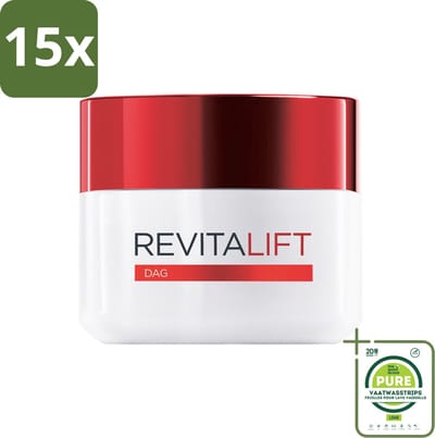 15 x L'Oréal Revitalift Anti-Rimpel Dagcrème 50 ml - Grootverpakking - Anti-aging Crème - Rimpels - Veroudering - Huidverzorging - Retinol