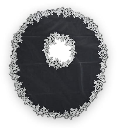 Dailygoods- Bruidssjaal 98 cm - Tule - Witte Bruidsjurk - Zachte Schouders - Bloemenranden - 1 stuk - Bruidsaccessoire