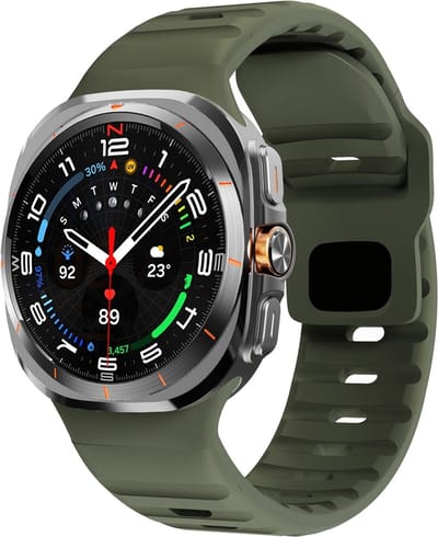 By Qubix - smartwatch bandje - Compatible Samsung bandje - Wave siliconen bandje - Donkergroen - Geschikt voor Samsung Galaxy Watch Ultra / Ultra 2 - 47mm