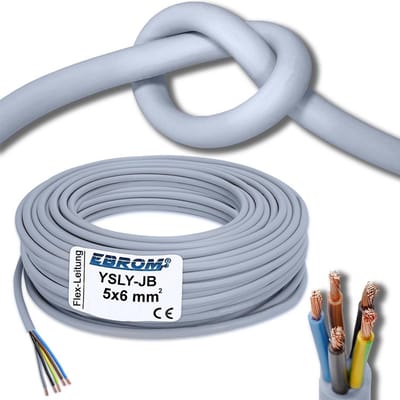 Zeer Flexibele Installatiekabel 5x6mm² Grijs - 10 Meter voor Laadpaal en Elektrisch Voertuig
