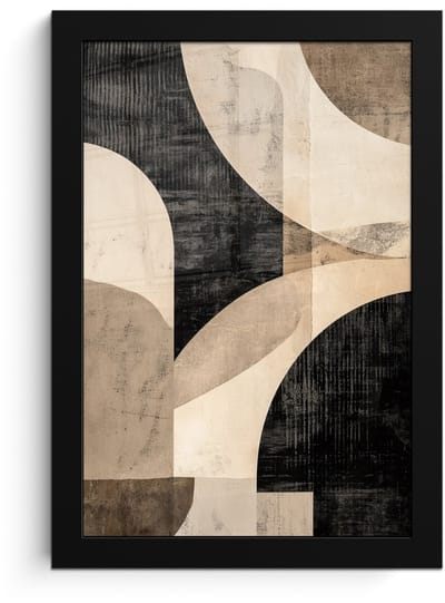 Poster in lijst - Fotolijst 20x30 cm - Posters - Abstract - Vormen - Modern - Beige - Posterlijst zwart - Decoratie - Wanddecoratie woonkamer - Muurdecoratie slaapkamer