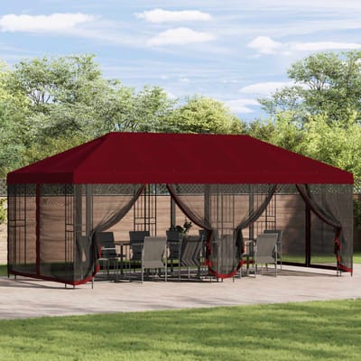vidaXL - Tuinpaviljoen - 6 - x - 3 - m - Bordeauxrood - Polyester - en - Staal - 190 - gsm