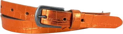 Hippe Dames Riem Leer | Kleur: oranje | 2cm breed | Riemmaat: 85cm (totale lengte: 100cm) | 100% echt leer | Nikkelvrije gesp