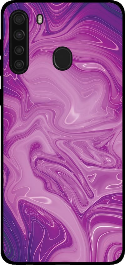 Smartphonica Telefoonhoesje voor Samsung Galaxy A21 met marmer opdruk - TPU backcover case marble design - Paars geschikt voor Samsung Galaxy A21