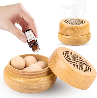 2 Stuks Aromatherapie Diffuser - Houten Diffuser - Essentiële Olie Diffuser - Hout - Aromatherapie Anti-Muggen Aromatherapie Olie Diffuser - Kamergeur - Huismeubilair - Vluchtig - Geur Diffuser - 7 x 7 x 4 cm - Natuurlijke Houtkleur