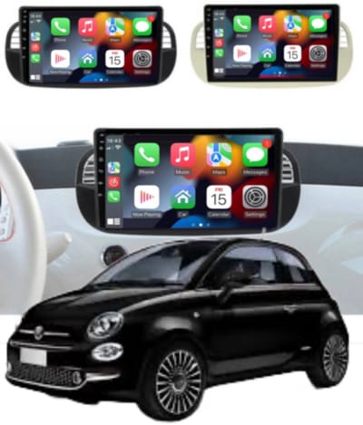 ADIVOX 9 inch geschikt voor Fiat 500/Abarth Android 14 2GB/32GB Quad Core CarPlay/Auto/Wifi/RDS/DSP
