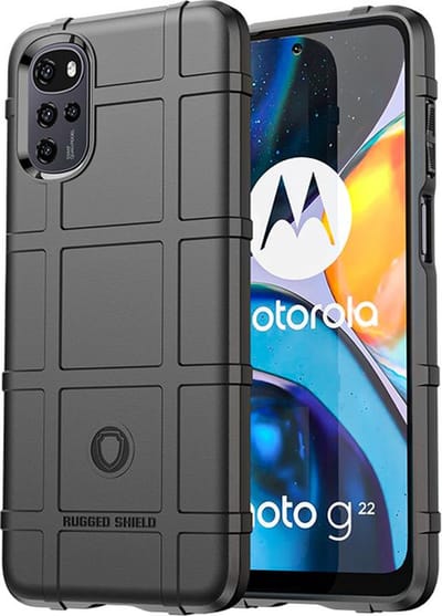 MobyDefend Hoesje - Geschikt voor Motorola Moto G22 - Rugged Shield TPU Backcover - Zwart