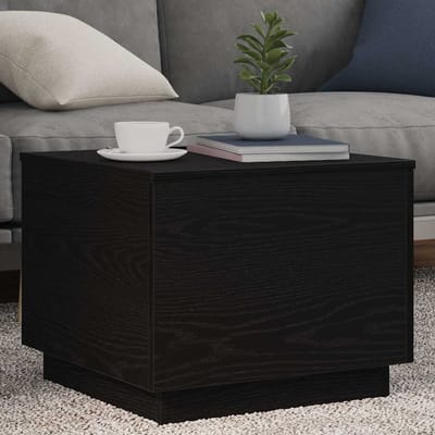 vidaXL - Salontafel - met - LED-verlichting - 50x50x40 - cm - zwart - eikenkleurig
