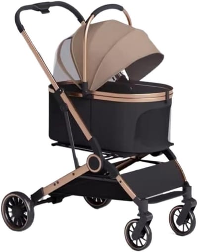 Huisdier Kinderwagen - Hondenbuggy Kattenbuggy - Reizen met Huisdier - Opvouwbaar Afneembare Drager - Tot 25 kg - Zwart