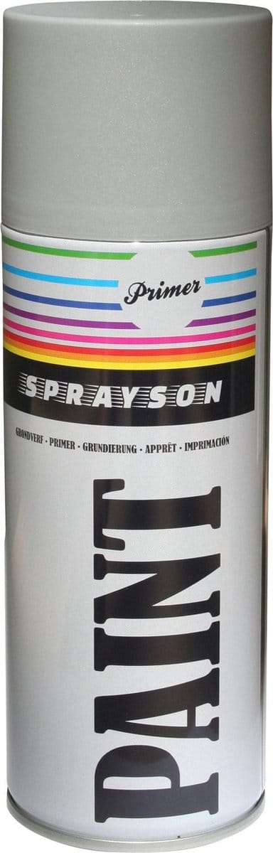 Sprayson Grijze primer spuitbus - hoge dek- en vulkracht - 400 ml - voor diverse ondergronden