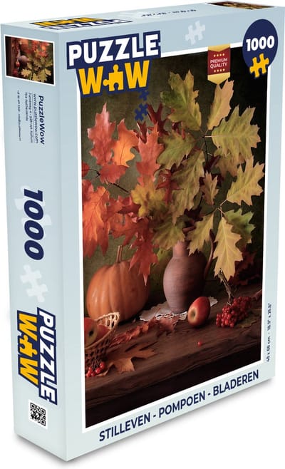 Puzzel Stilleven - Pompoen - Bladeren - Appel - Kersen - Herfst - Legpuzzel - Puzzel 1000 stukjes volwassenen