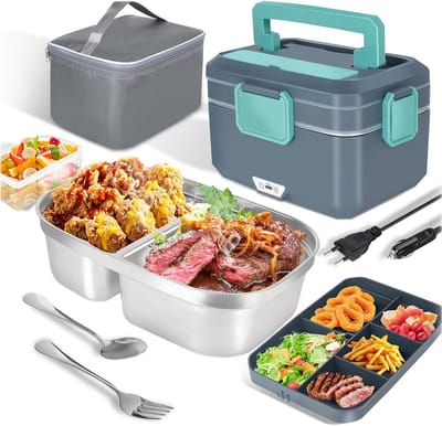 Elektrische Lunchbox - Warme Maaltijd - Onderweg Eten - Snel Opwarmen - 35 Liter - Grijs