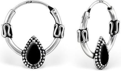 Montebello Oorbellen Caline - 925 Zilver Geoxideerd - ∅12mm