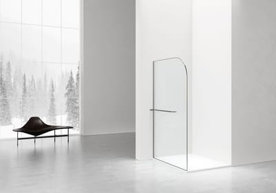 Aloni CURVY Inloopdouche met Handdoekhouder – Gebogen – 8 mm Veiligheidsglas – 120x200 cm – Gunmetal – Antikalk – Helder Glas