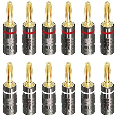 Bananenstekker voor Luidsprekerkabels - 12 Stuks (6 Paar)