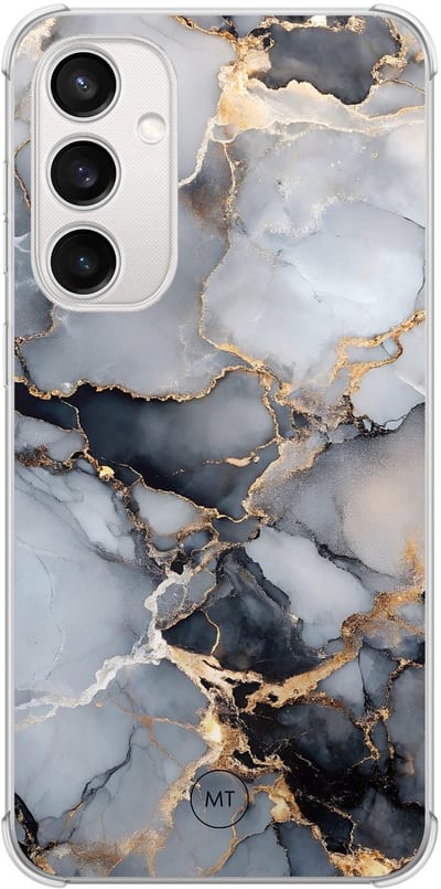 Hoesje (shockproof) geschikt voor Samsung Galaxy S23 FE - Marble mist - Extra sterke case - TPU/polycarbonaat - Marmer - Grijs, Transparant