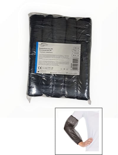 Hygonorm wegwerp mouwovertrek - zwart - PE 20 my - 100 stuks