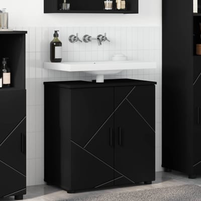 vidaXL - Badkamerkast - Zwart - 61 - x - 35 - x - 64 - cm - Bewerkt - hout, - Metaal