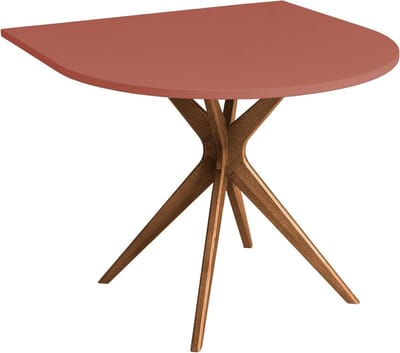 Halfronde Eettafel - Keukentafel - Kleine Ruimtes - Centrale Poot - 80x80cm - Donker Koraal