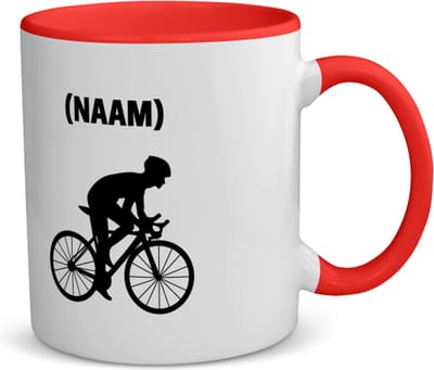 Akyol - wielrenner met je eigen naam koffiemok - theemok - rood - Wielrennen - sport liefhebbers - mensen die houden van wielrennen - verjaardagscadeau - verjaardag - cadeau - kado - geschenk - gift - 350 ML inhoud